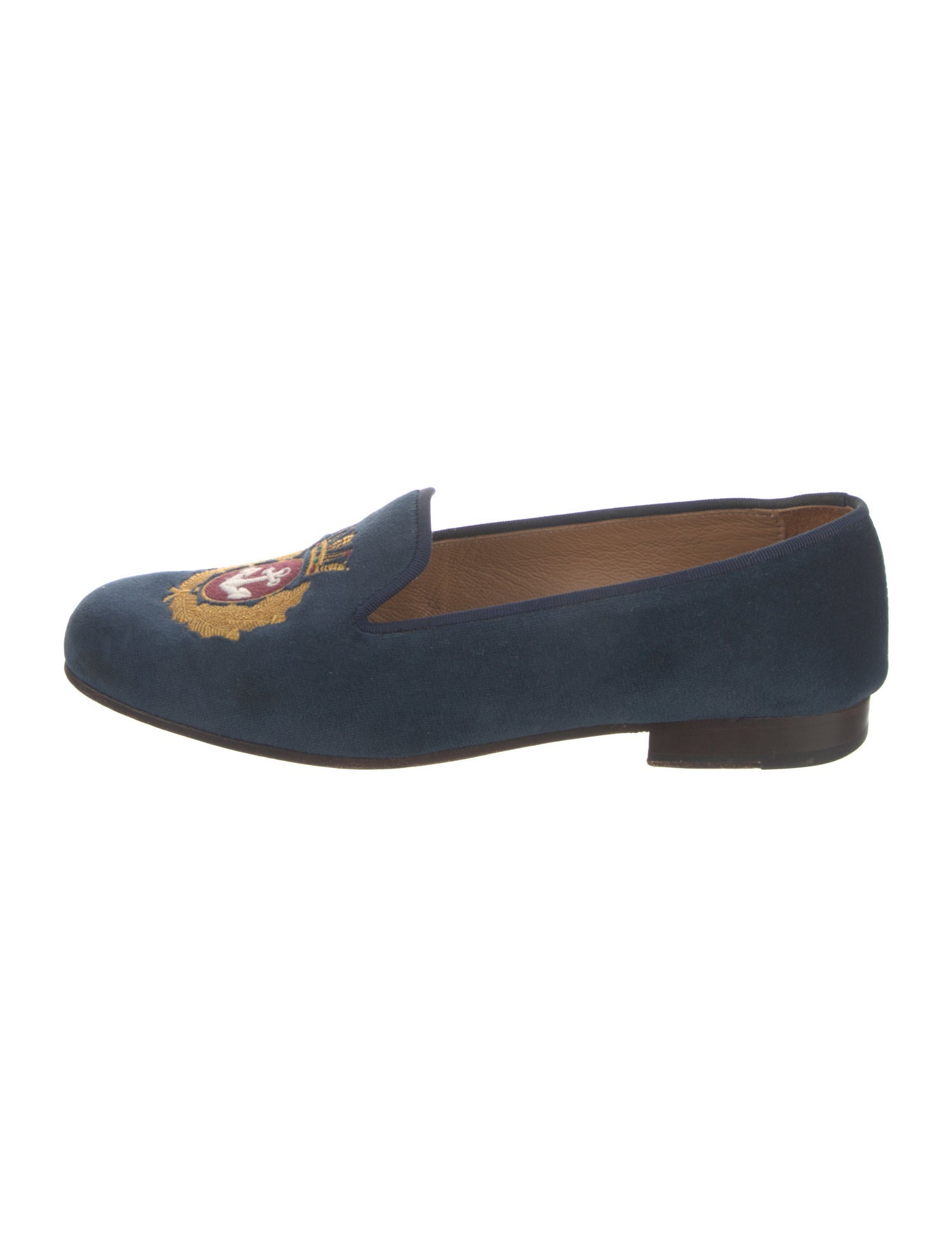 Stubbs & Wootton Velvet Graphic Print Loafers