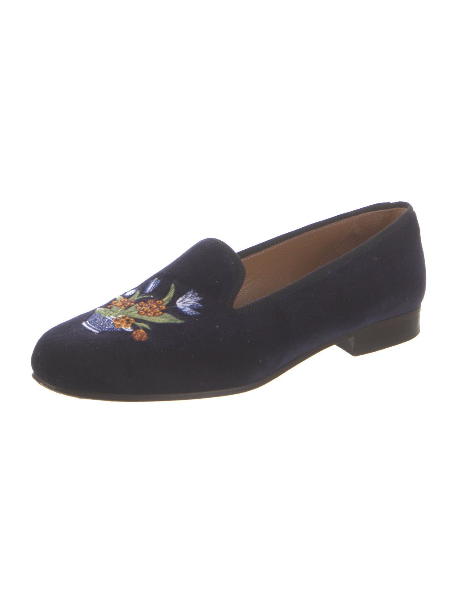 Stubbs & Wootton Velvet Embroidered Accent Loafers