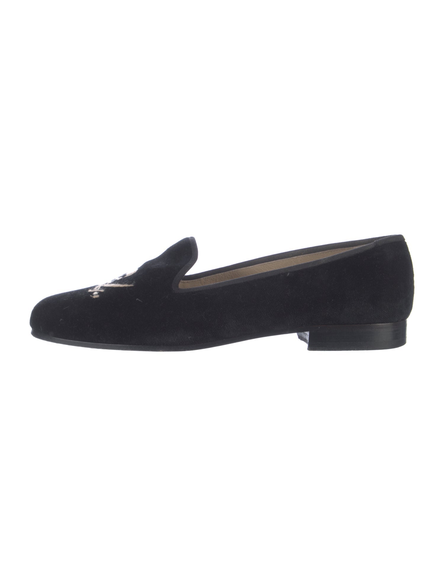 Stubbs & Wootton Velvet Embroidered Accent Loafers