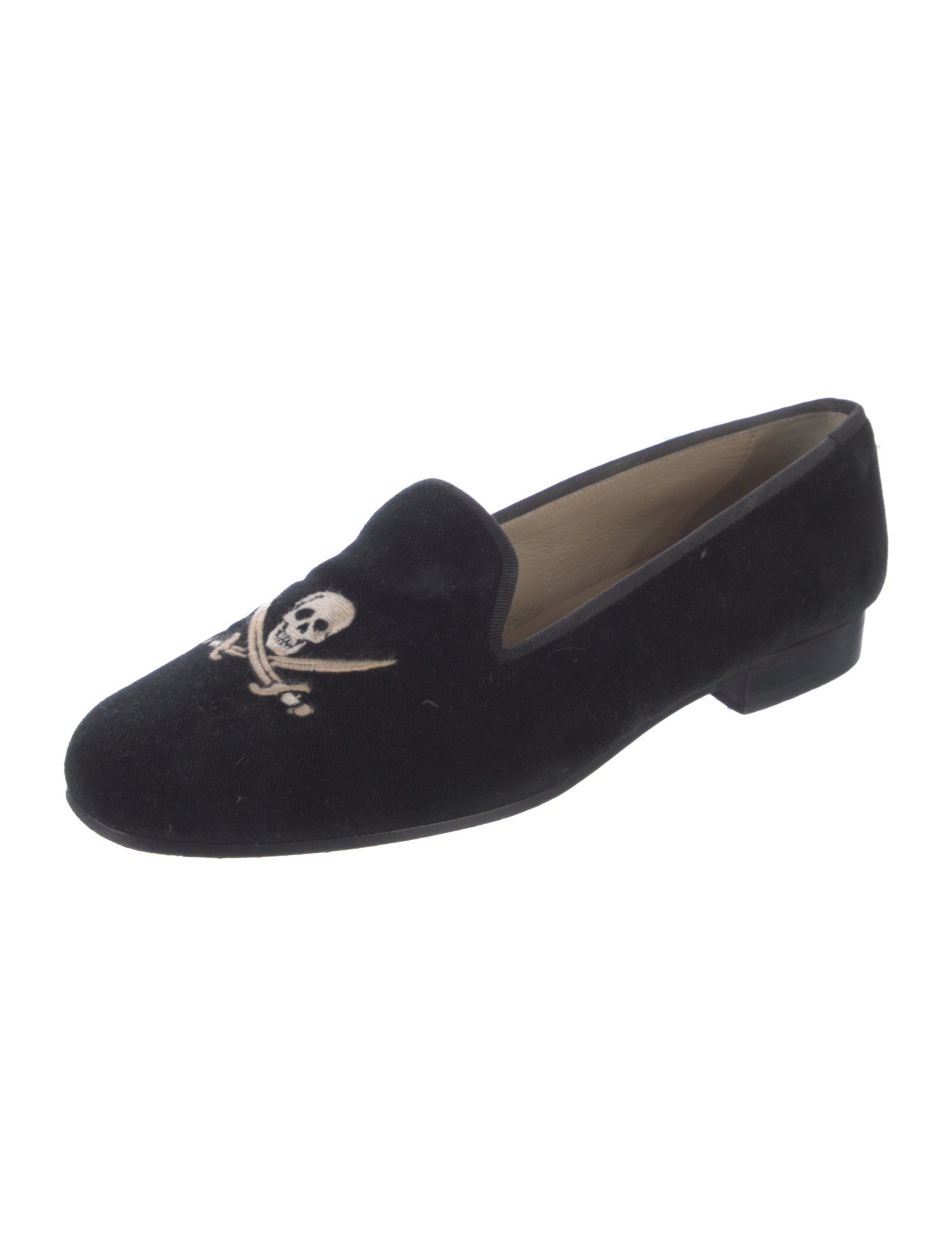 Stubbs & Wootton Velvet Embroidered Accent Loafers