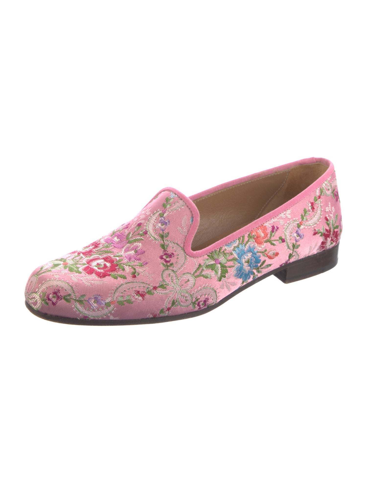 Stubbs & Wootton Floral Print Embroidered Accent Loafers