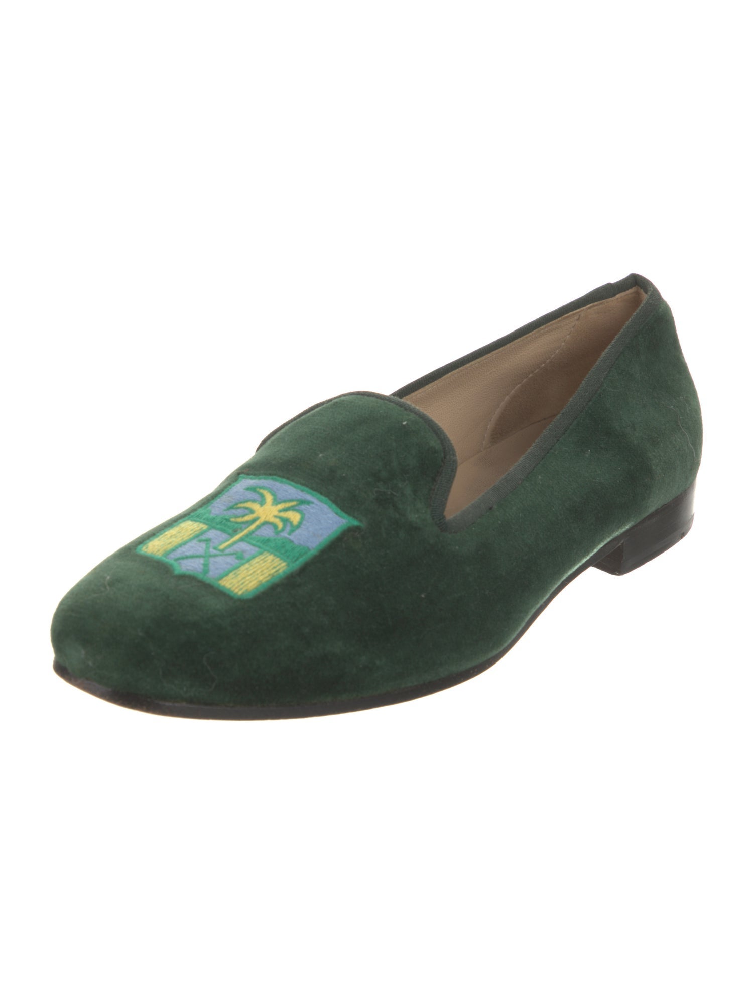 Stubbs & Wootton Velvet Embroidered Accent Loafers