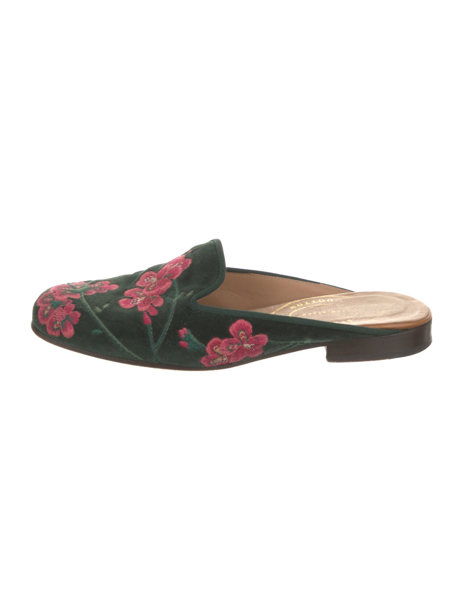Stubbs & Wootton Velvet Floral Print Mules