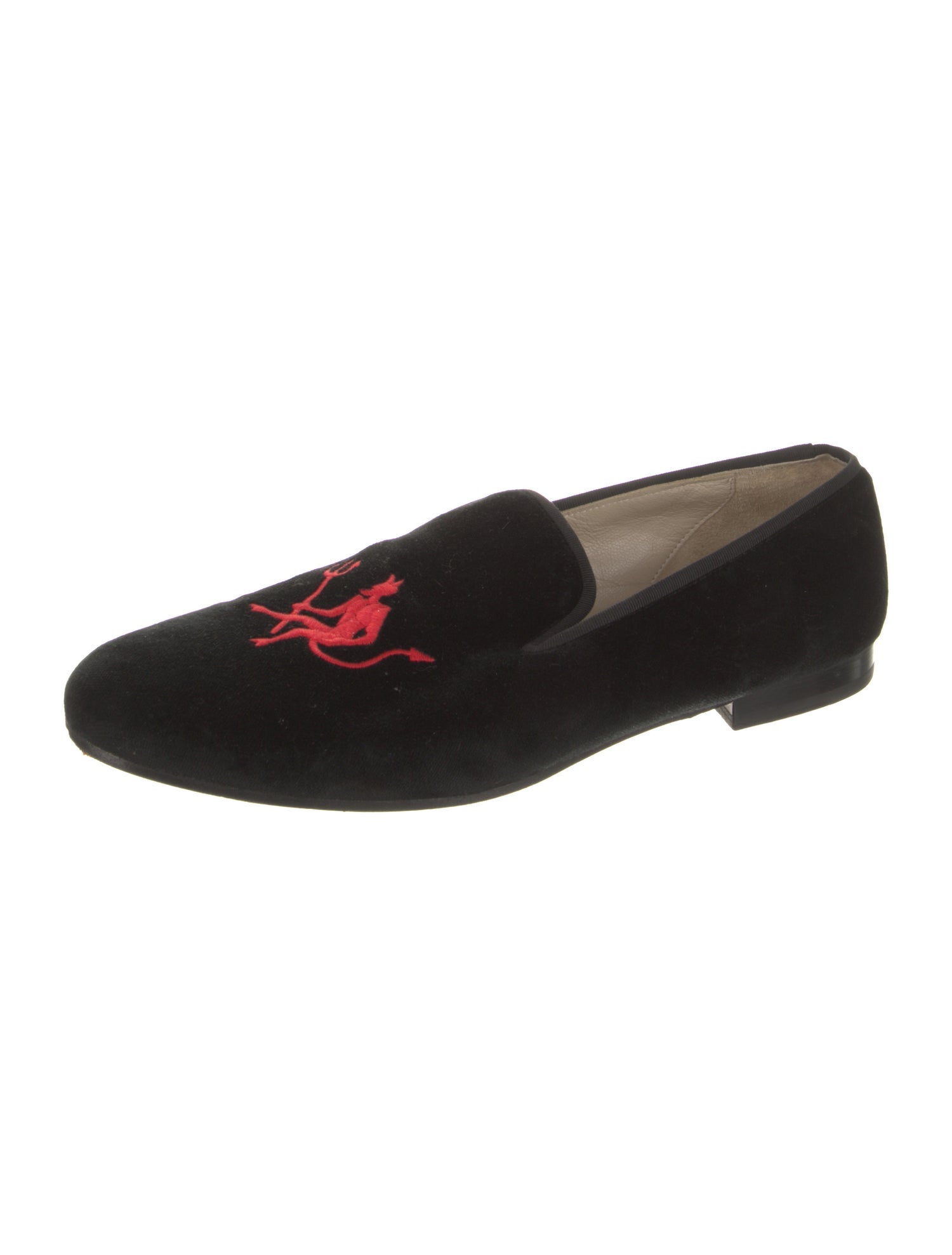 Stubbs & Wootton Velvet Embroidered Accent Loafers