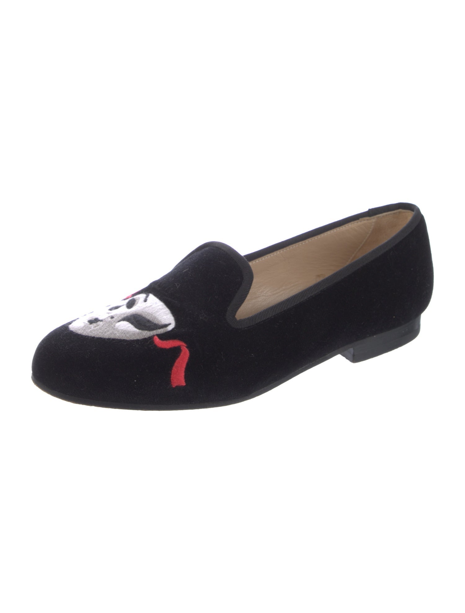 Stubbs & Wootton Velvet Embroidered Accent Loafers