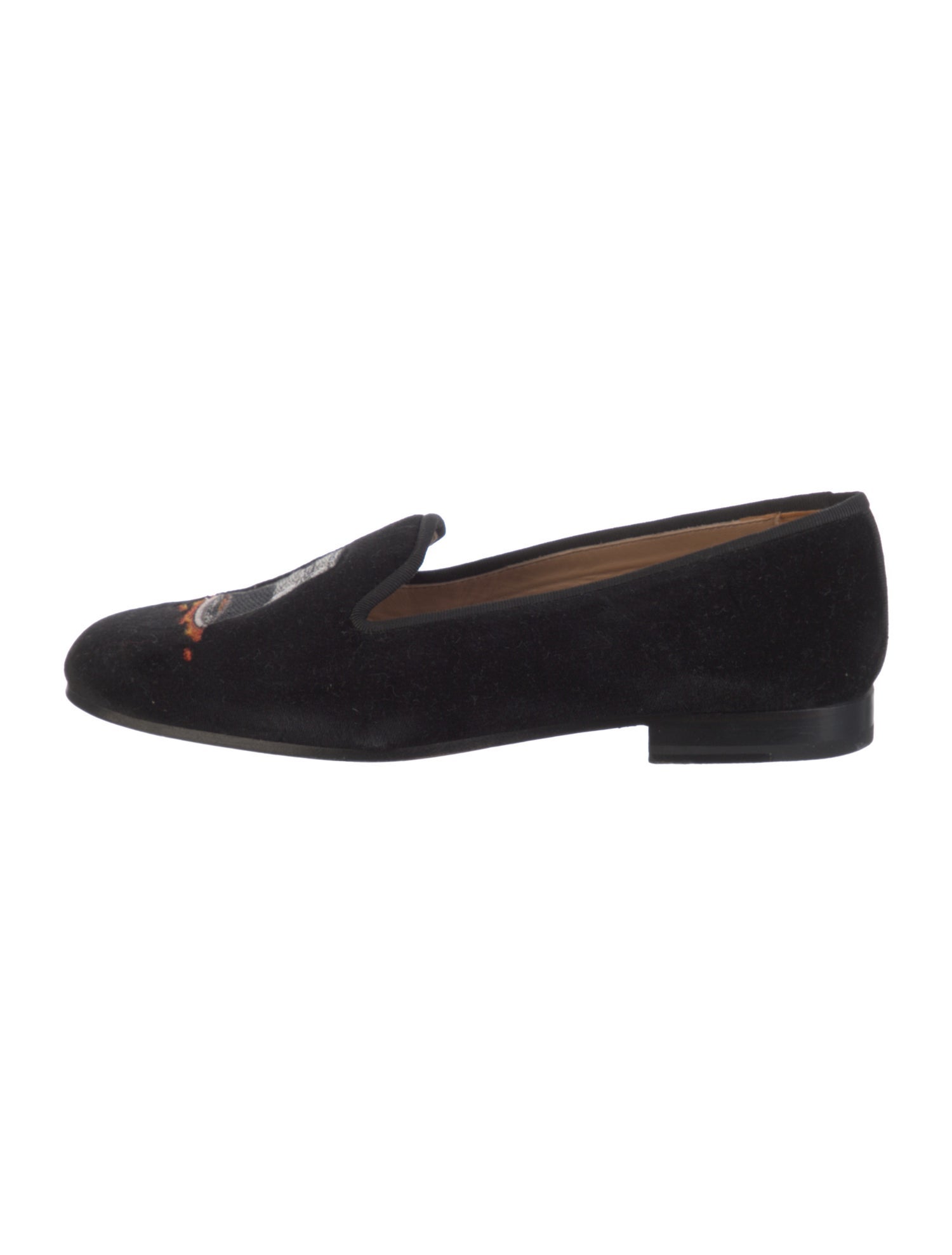 Stubbs & Wootton Velvet Embroidered Accent Loafers