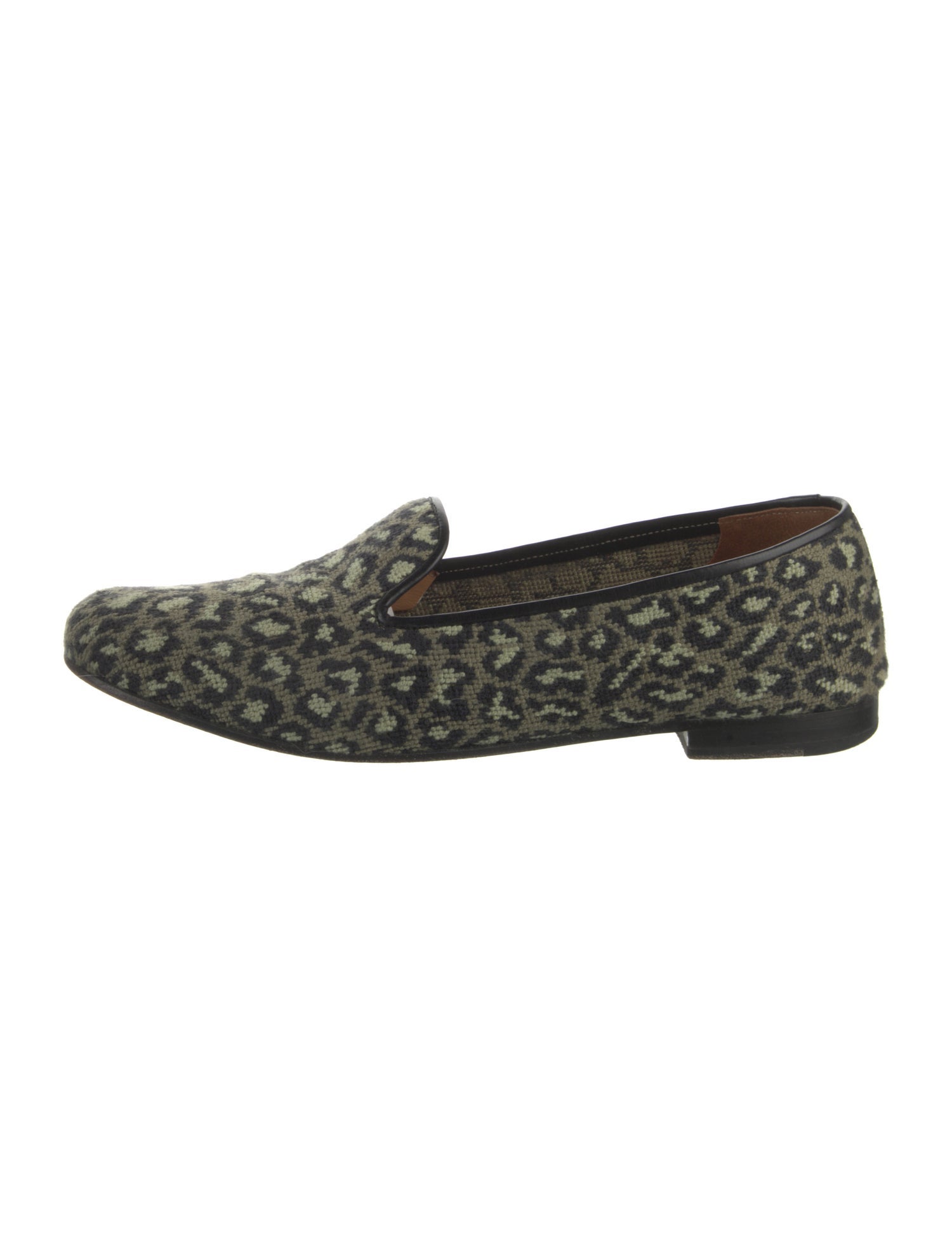 Stubbs & Wootton Animal Print Leather Trim Embellishment Slippers