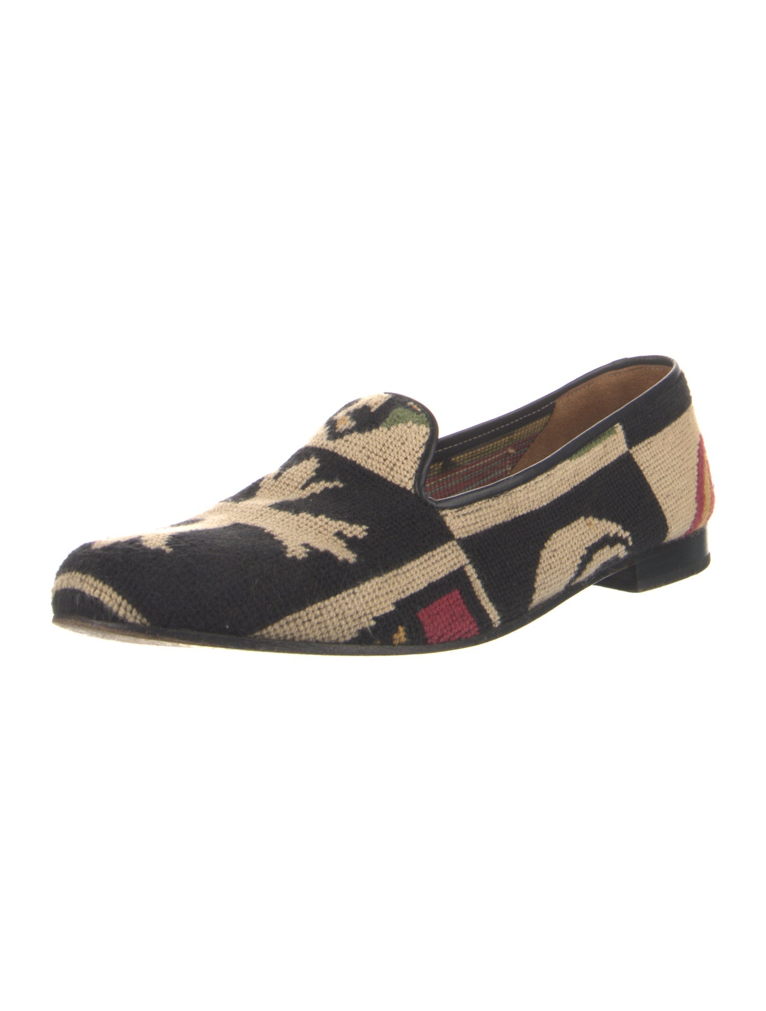 Stubbs & Wootton Printed Leather Trim Embellishment Loafers