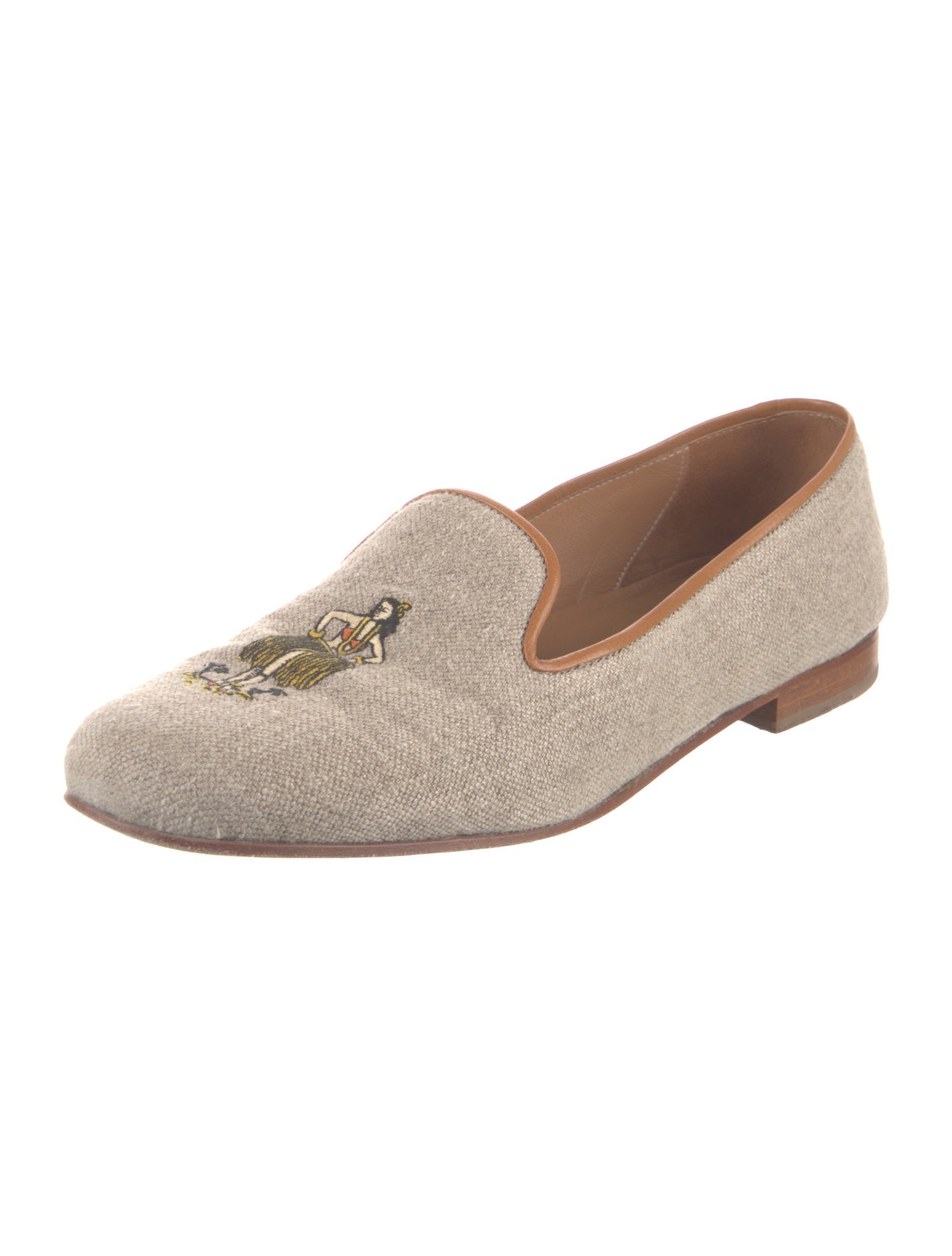 Stubbs & Wootton Canvas Embroidered Accent Loafers