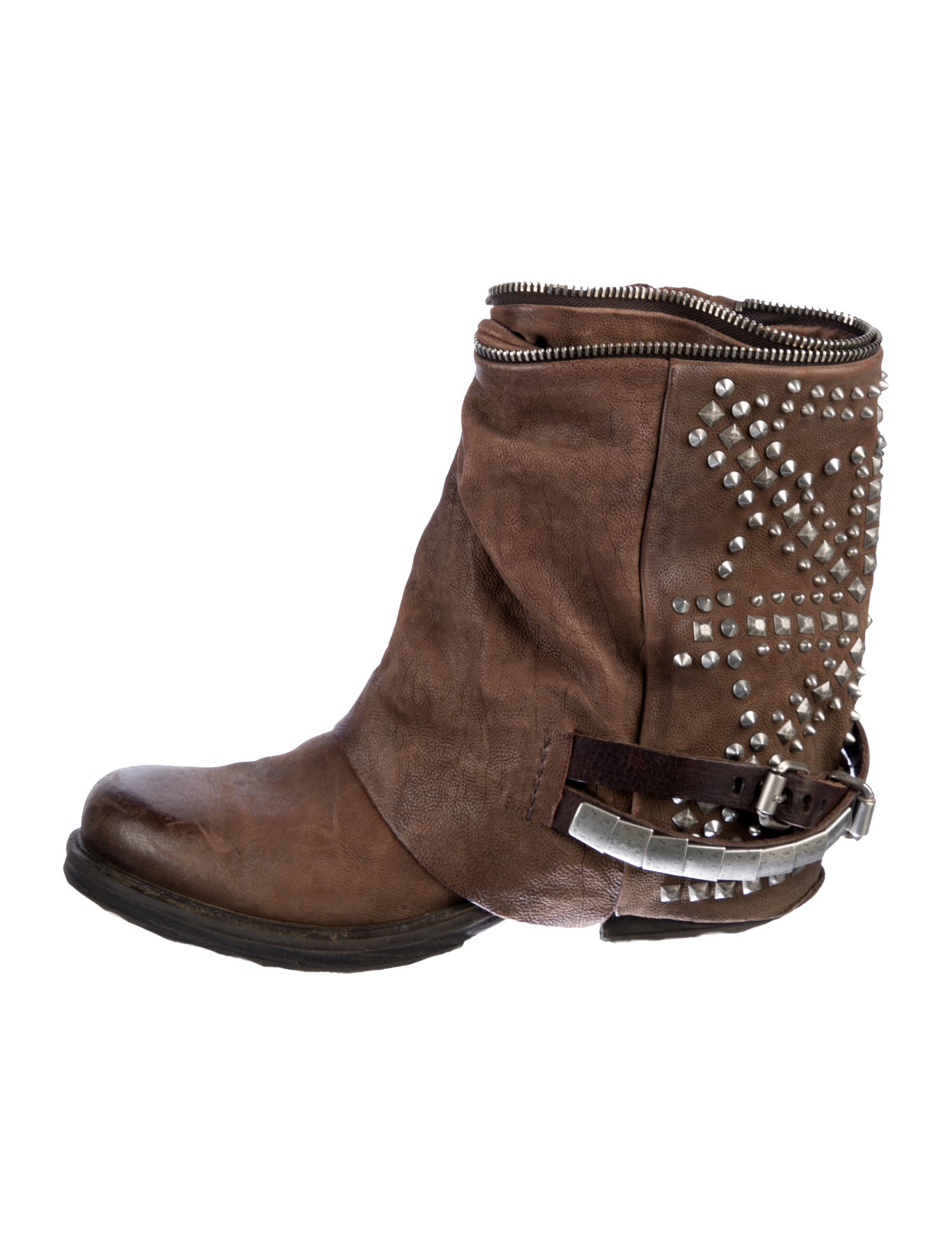 A.S. 98 Leather Studded Accents Moto Boots