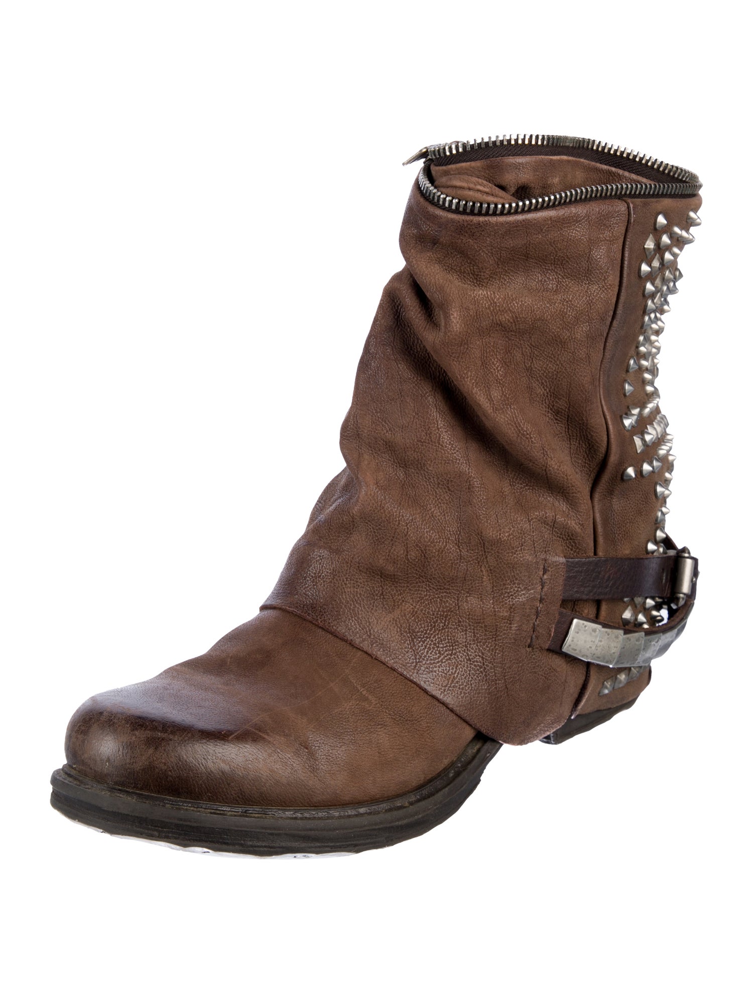 A.S. 98 Leather Studded Accents Moto Boots