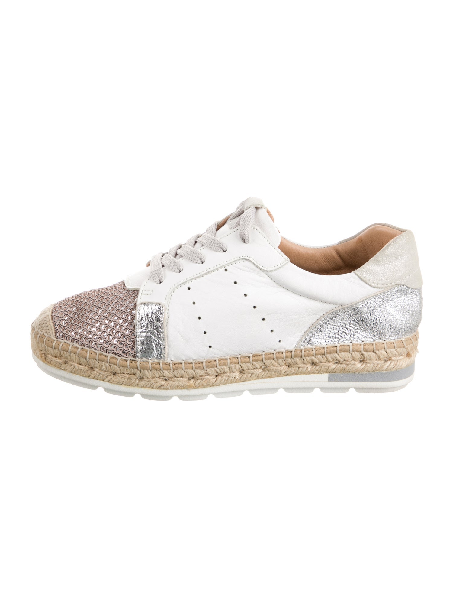 A.S. 98 Leather Colorblock Pattern Espadrille Sneakers