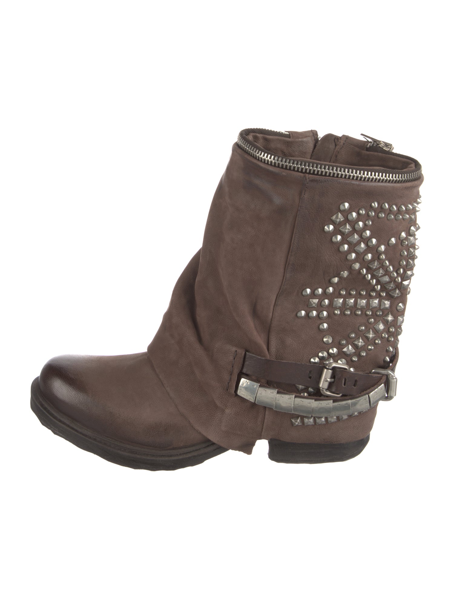 A.S. 98 Leather Studded Accents Moto Boots