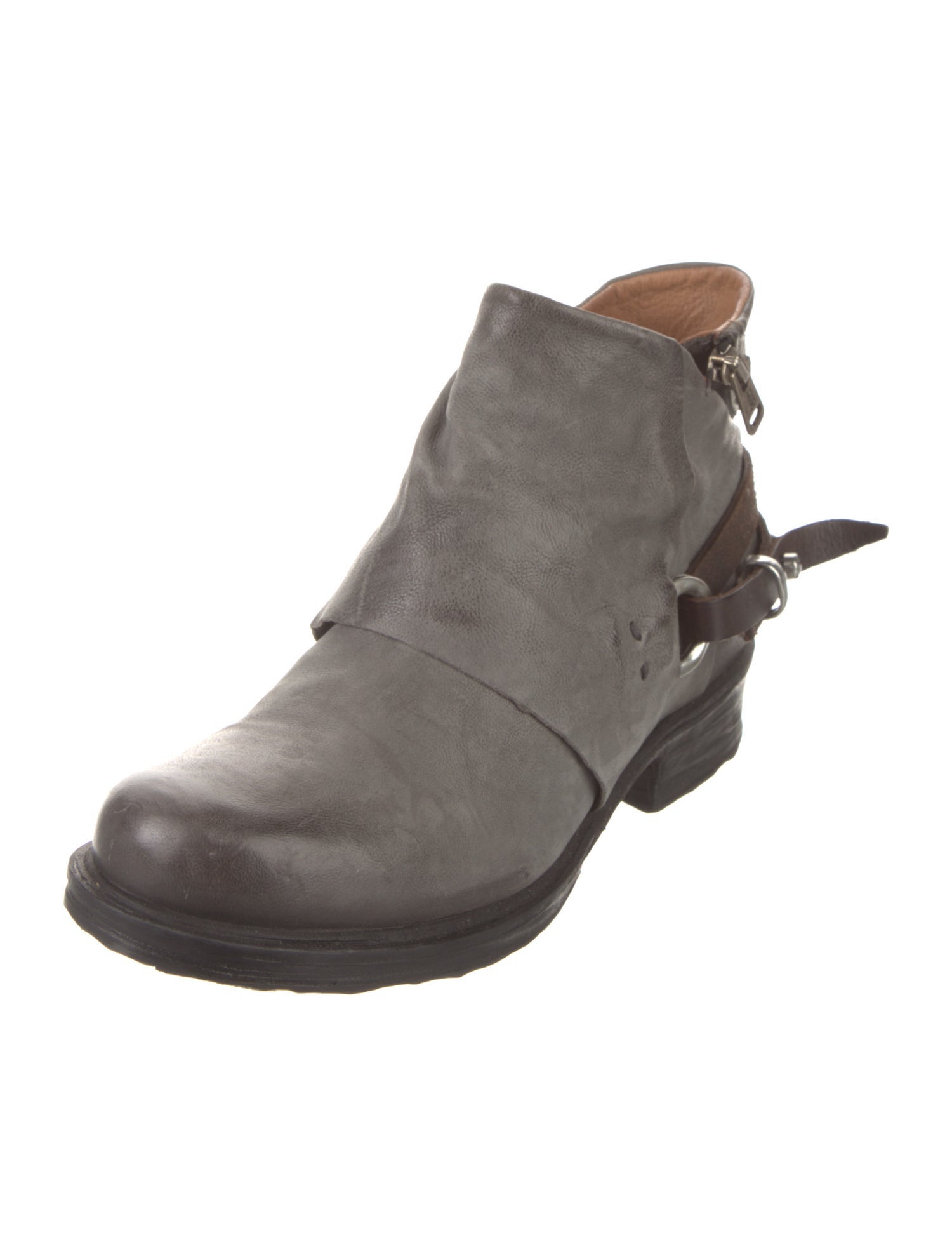 A.S. 98 Leather Colorblock Pattern Moto Boots