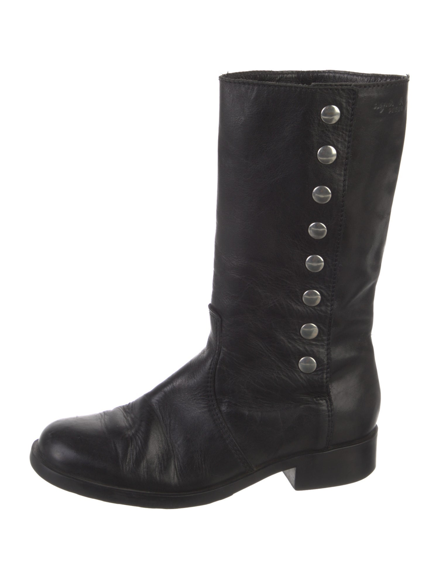 Agnes B. Leather Moto Boots