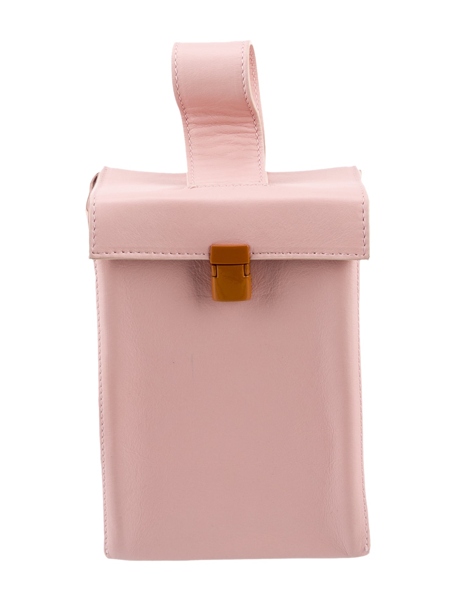 A.W.A.K.E. Mode Leather Box Handle Bag Pink Handle Bags, Handbags
