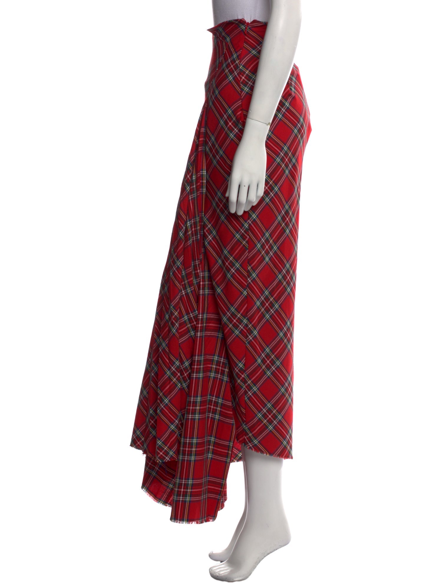 A.W.A.K.E. Mode Plaid Print Long Skirt