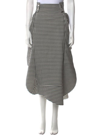 A.W.A.K.E. Mode Plaid Print Midi Length Skirt