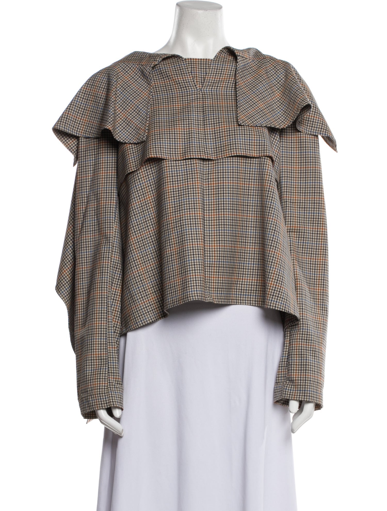 A.W.A.K.E. Mode Virgin Wool Plaid Print Crop Top