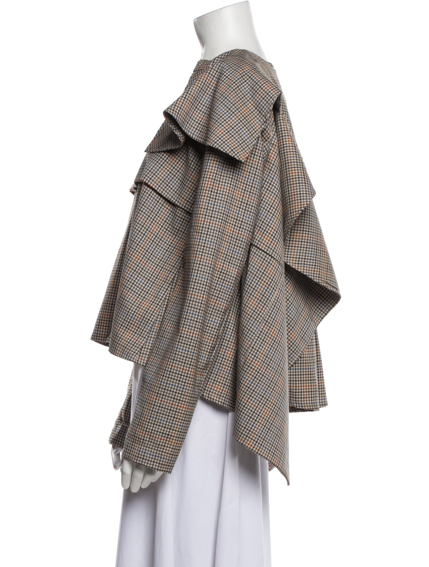 A.W.A.K.E. Mode Virgin Wool Plaid Print Crop Top