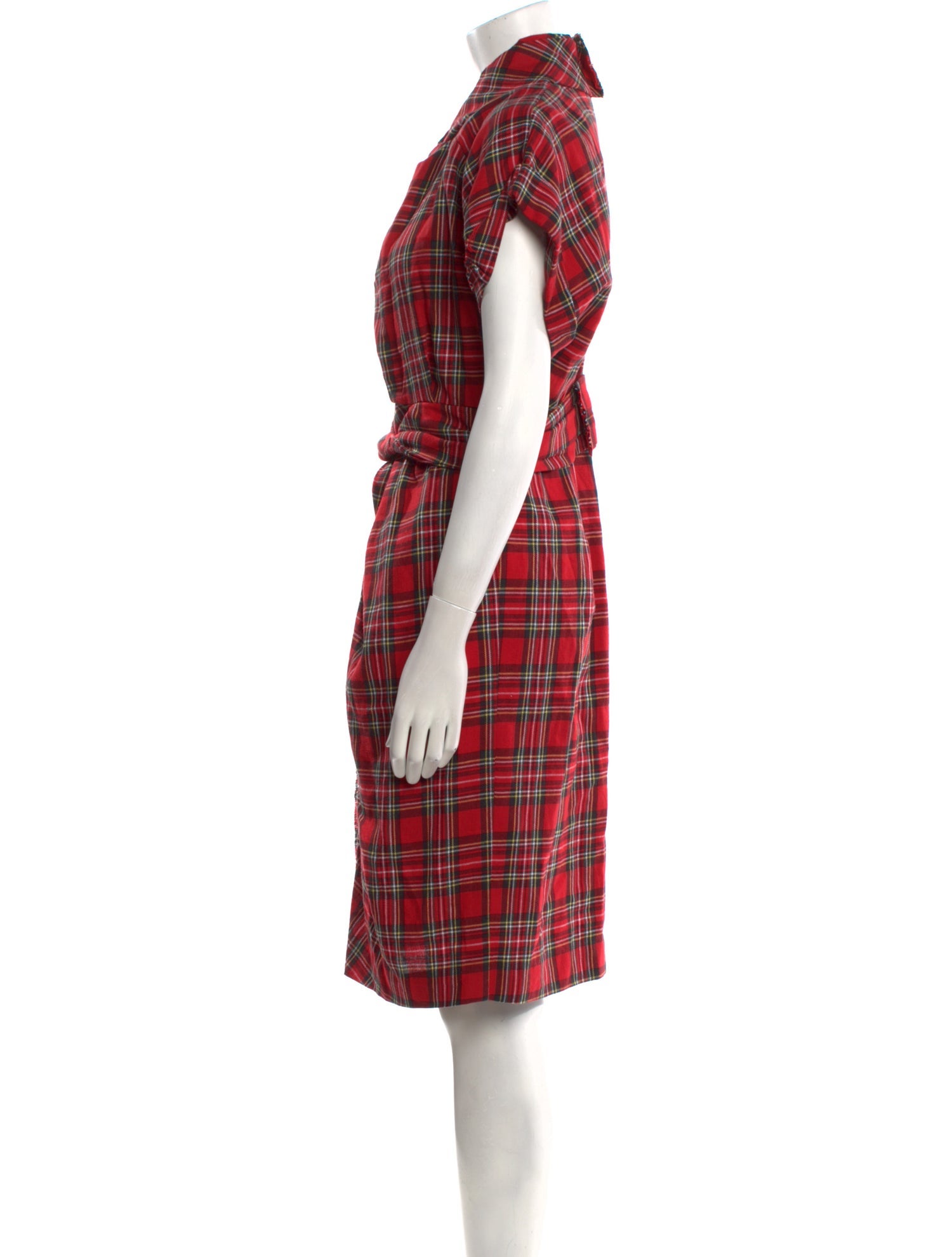 A.W.A.K.E. Mode Plaid Print Knee-Length Dress