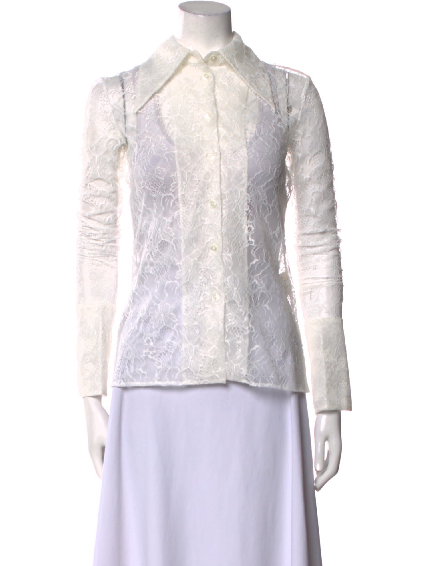 A.W.A.K.E. Mode Silk Lace Pattern Button-Up Top w/ Tags