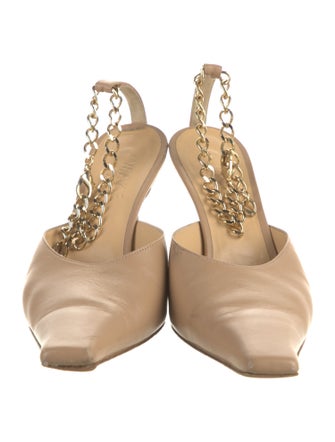 A.W.A.K.E. Mode Leather Chain-Link Accents Pumps