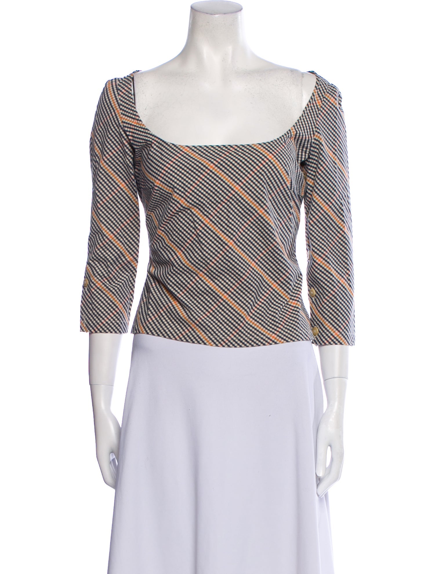 A.W.A.K.E. Mode Striped Square Neckline Crop Top