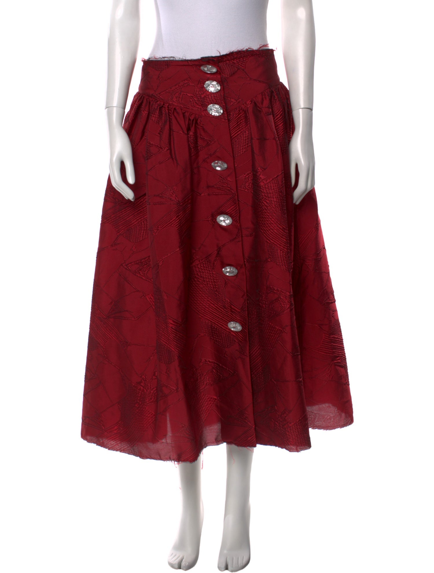 A.W.A.K.E. Mode Raw-Edge Trim Midi Length Skirt