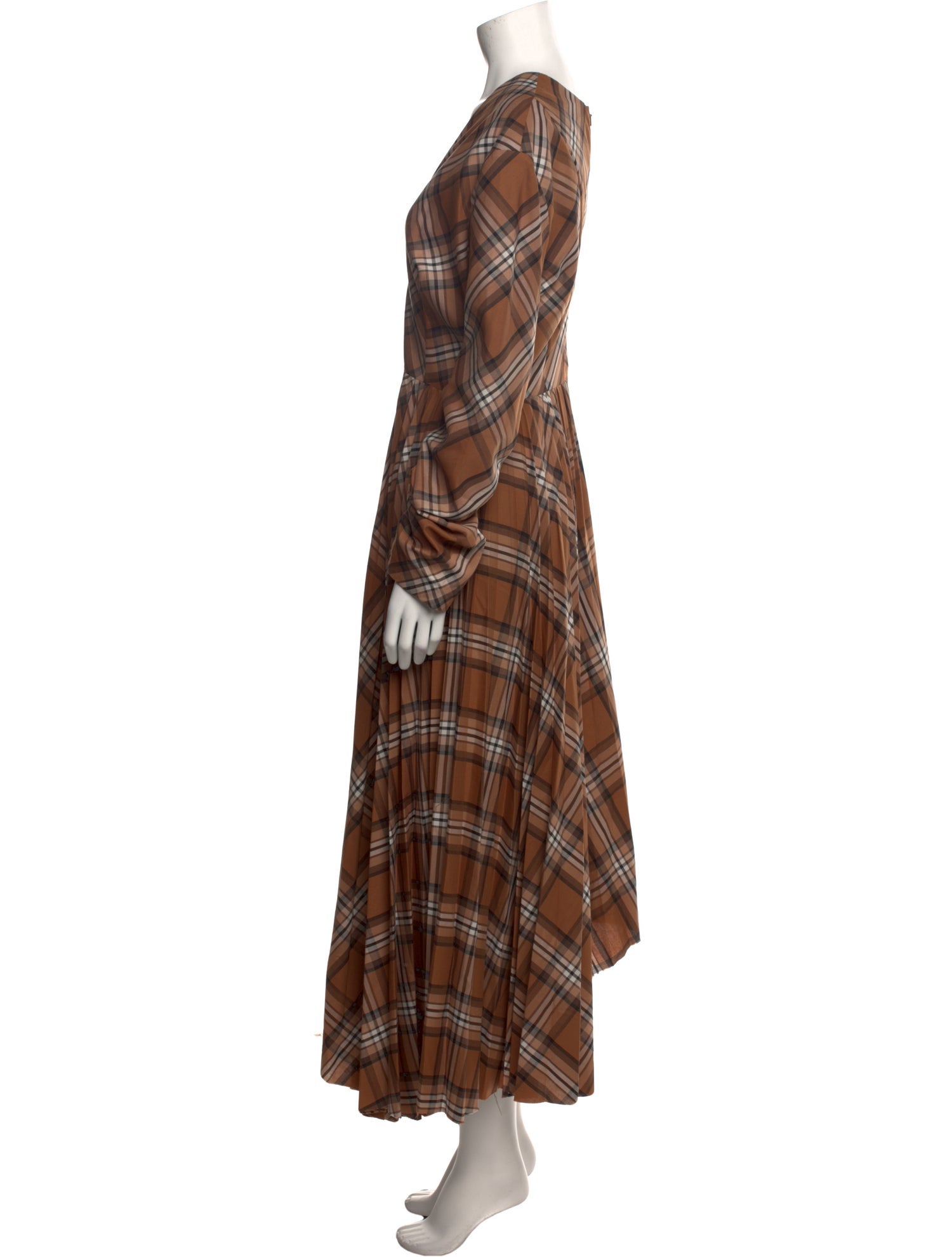 A.W.A.K.E. Mode Plaid Print Long Dress