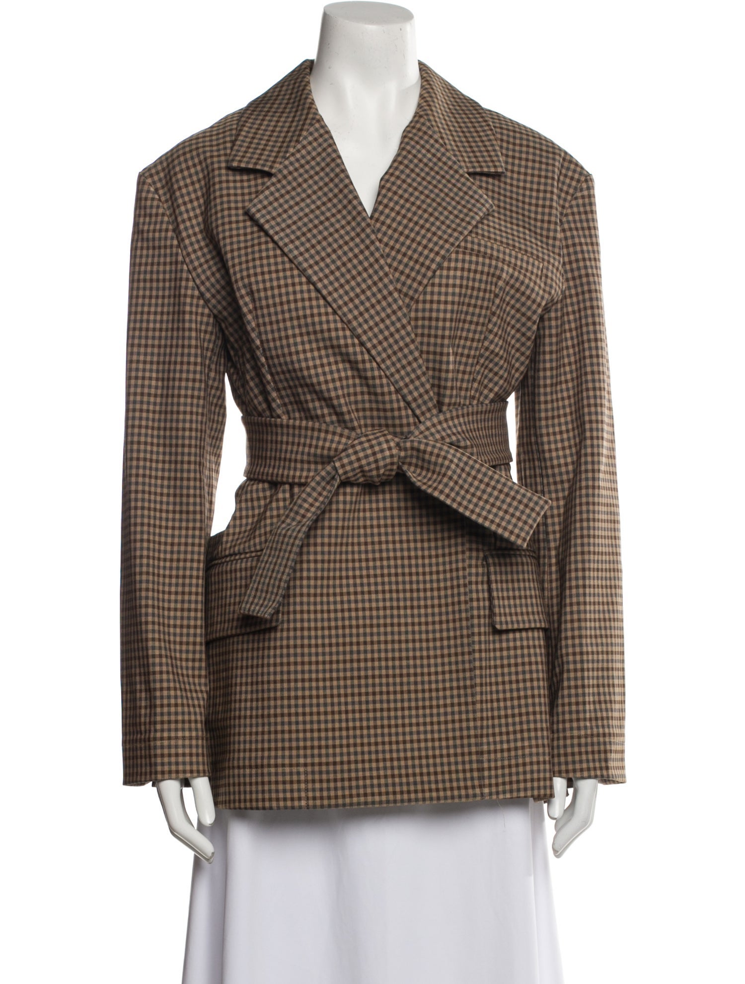 A.W.A.K.E. Mode Plaid Print Blazer