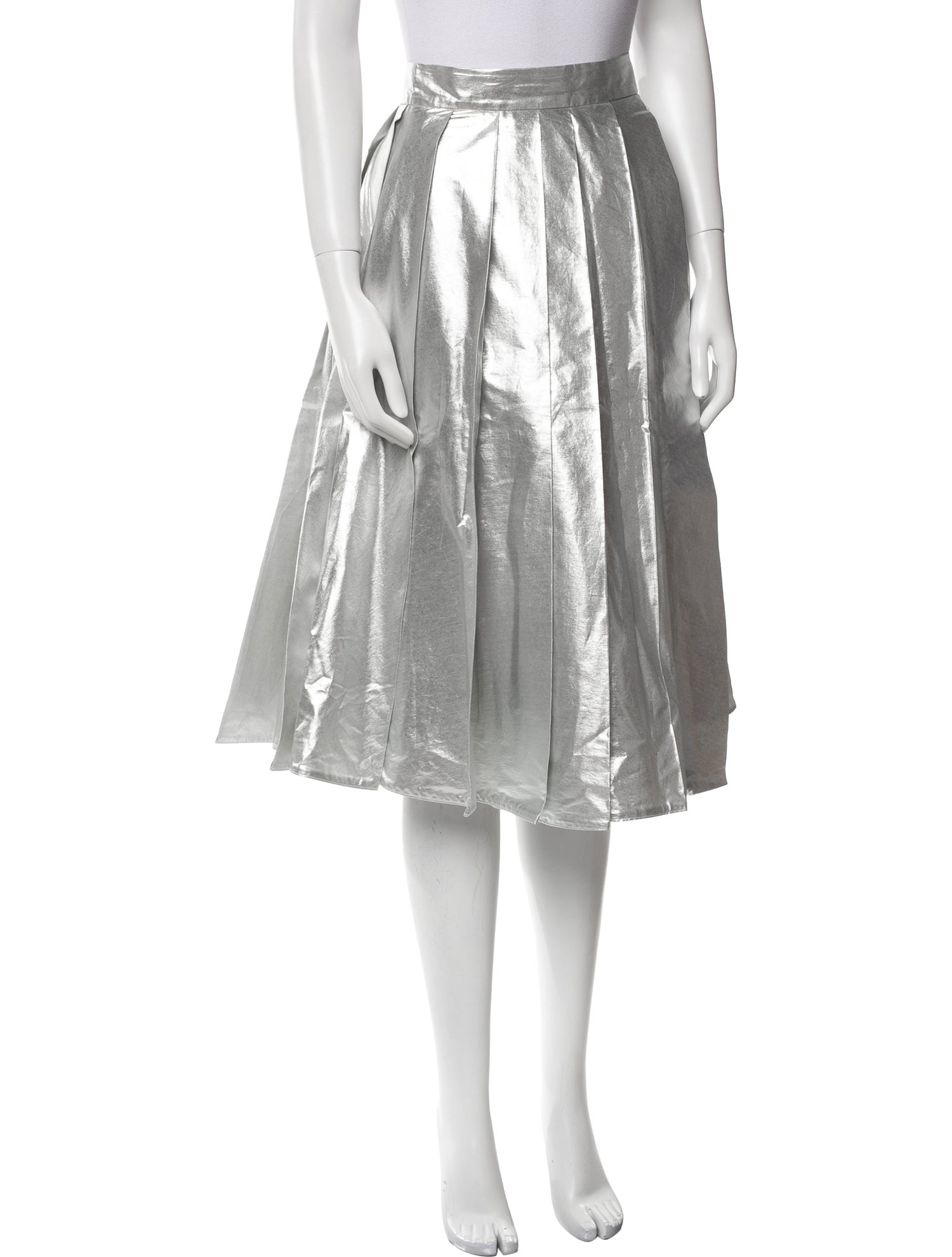 A.W.A.K.E. Mode Pleated Accents Midi Length Skirt