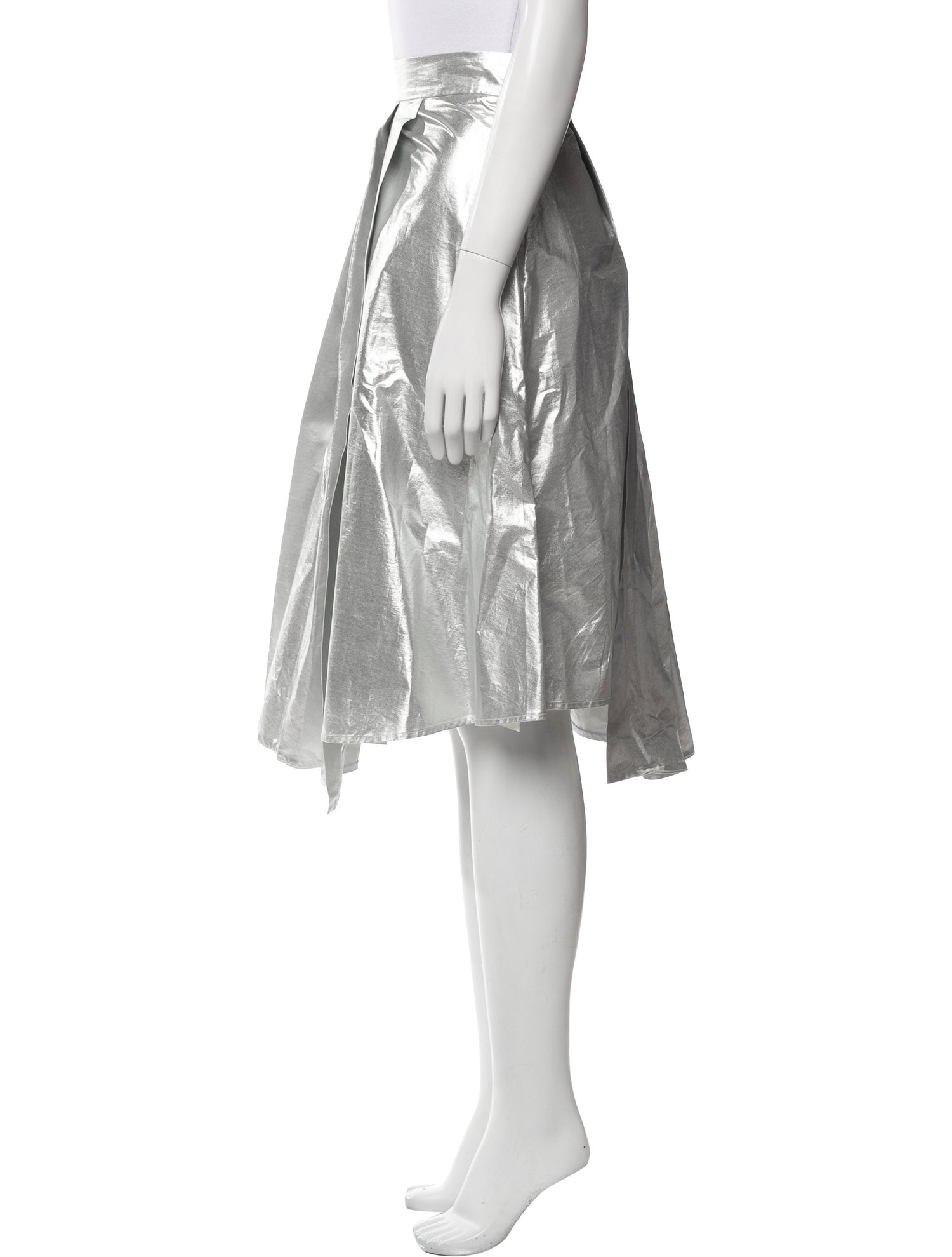 A.W.A.K.E. Mode Pleated Accents Midi Length Skirt