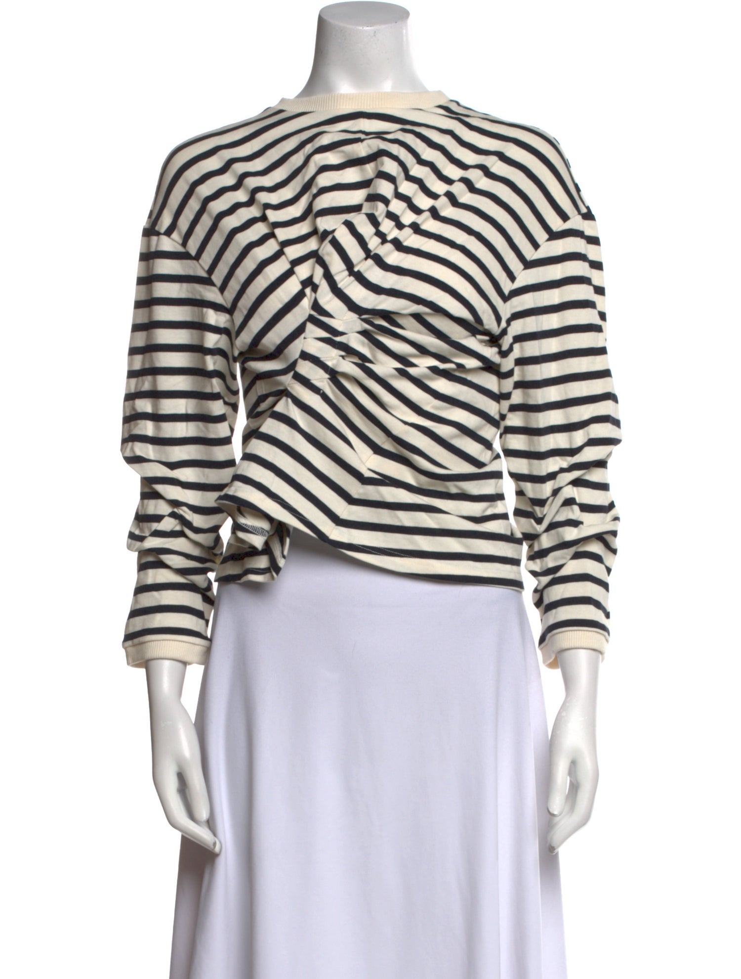 A.W.A.K.E. Mode Striped Bateau Neckline Crop Top