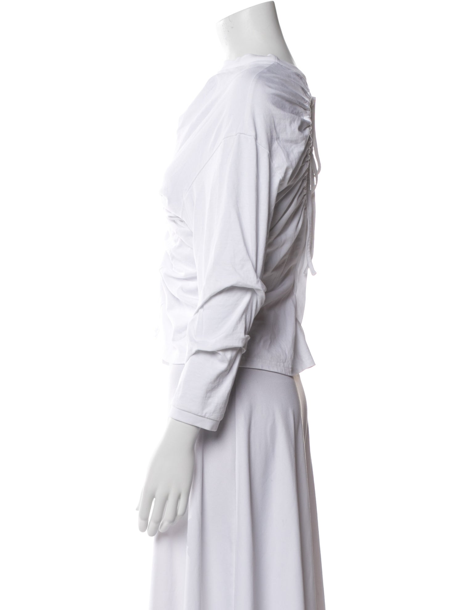 A.W.A.K.E. Mode Bateau Neckline Three-Quarter Sleeve Crop Top