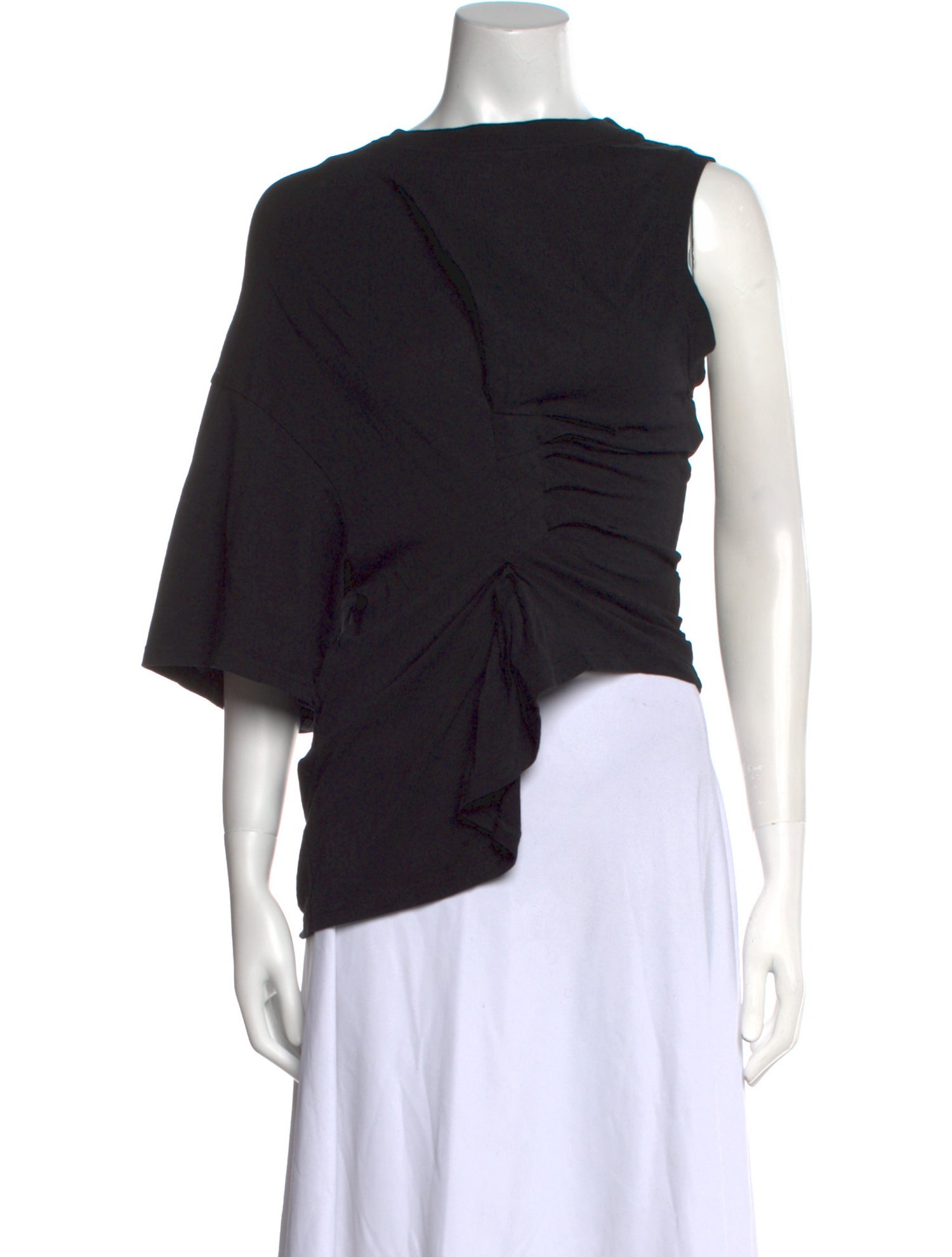 A.W.A.K.E. Mode Bateau Neckline Three-Quarter Sleeve Crop Top