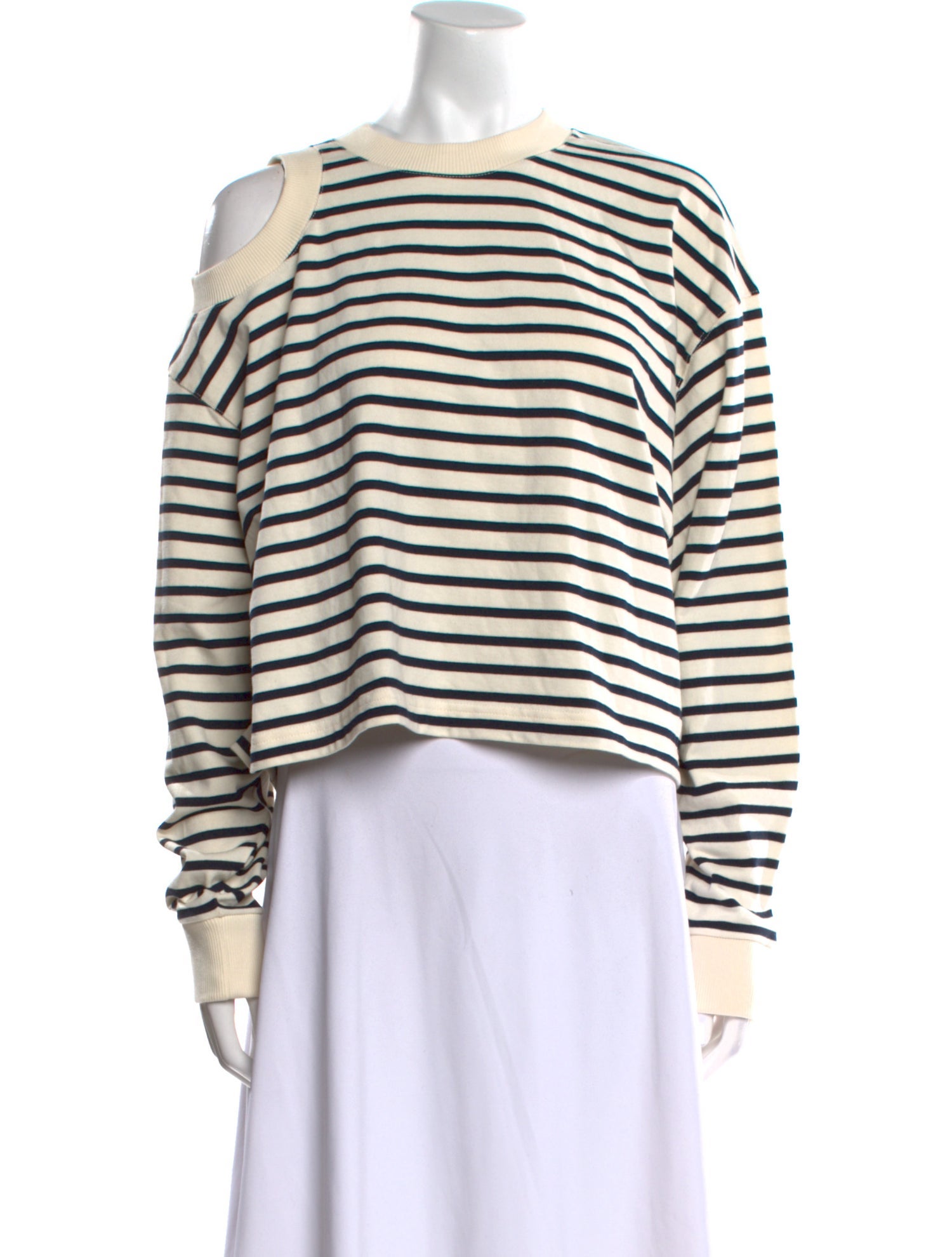 A.W.A.K.E. Mode Striped Crew Neck Crop Top