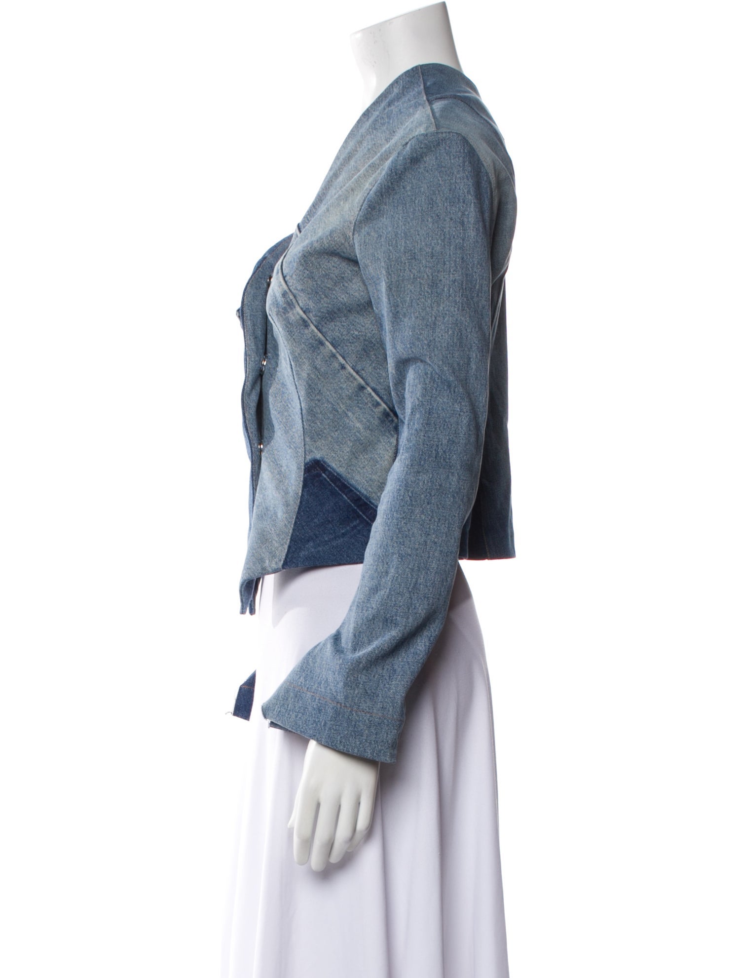 A.W.A.K.E. Mode Colorblock Pattern Denim Jacket