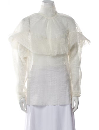 A.W.A.K.E. Mode Mesh Mock Neck Blouse
