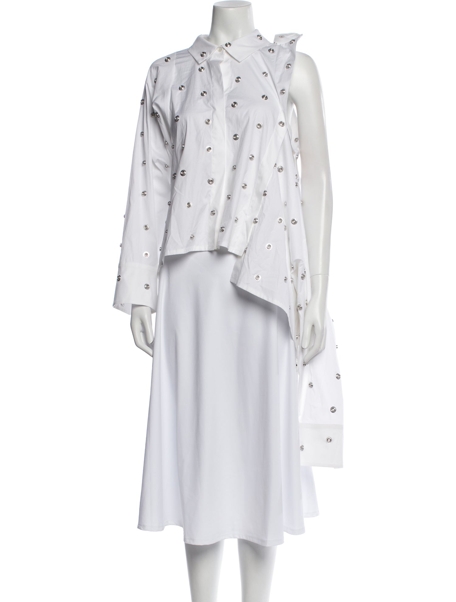 A.W.A.K.E. Mode Printed Mock Neck Button-Up Top w/ Tags