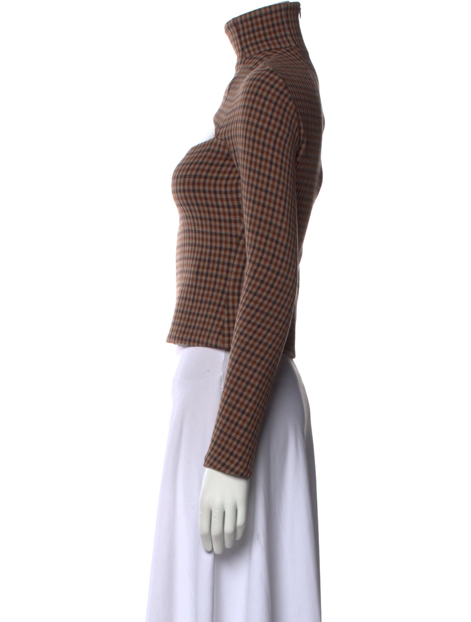 A.W.A.K.E. Mode Plaid Print Turtleneck Crop Top