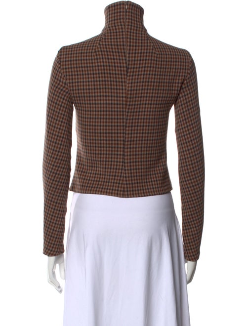 A.W.A.K.E. Mode Plaid Print Turtleneck Crop Top