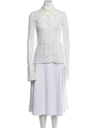 A.W.A.K.E. Mode Silk Lace Pattern Button-Up Top