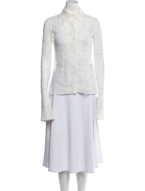 A.W.A.K.E. Mode Silk Lace Pattern Button-Up Top