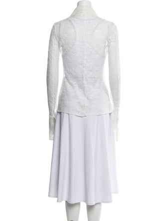 A.W.A.K.E. Mode Silk Lace Pattern Button-Up Top