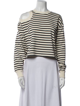 A.W.A.K.E. Mode Striped Crew Neck Crop Top