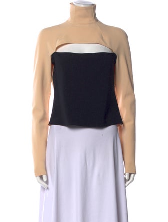 A.W.A.K.E. Mode Colorblock Pattern Turtleneck Crop Top