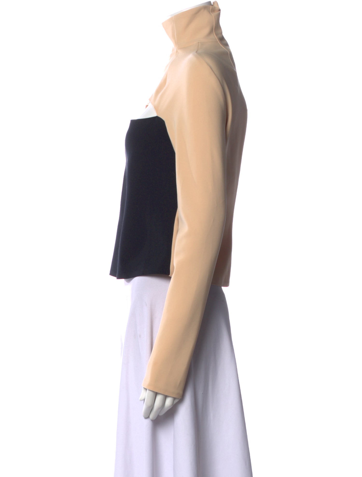 A.W.A.K.E. Mode Colorblock Pattern Turtleneck Crop Top