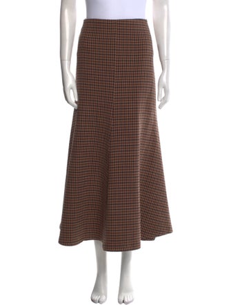 A.W.A.K.E. Mode Plaid Print Long Skirt