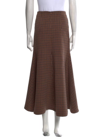 A.W.A.K.E. Mode Plaid Print Long Skirt
